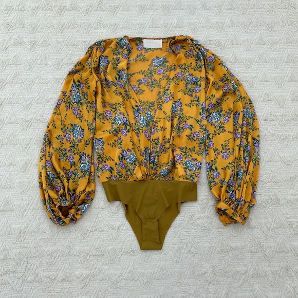 Bronx and Banco Hanna floral plunge neck bodysuit - Picture 2 of 4